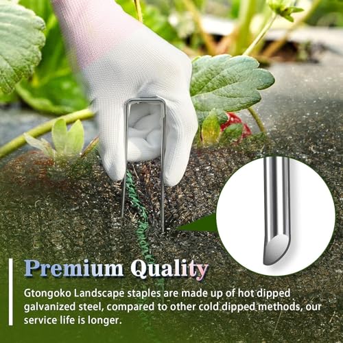 50 Pack Landscape Staples 10 Inch, 11 Gauge Heavy Duty Galvanized Ground Stakes for Artificial Turf, Weed Barrier Fabric, Erosion Control Blankets, Ground Cover and Landscaping - view 3