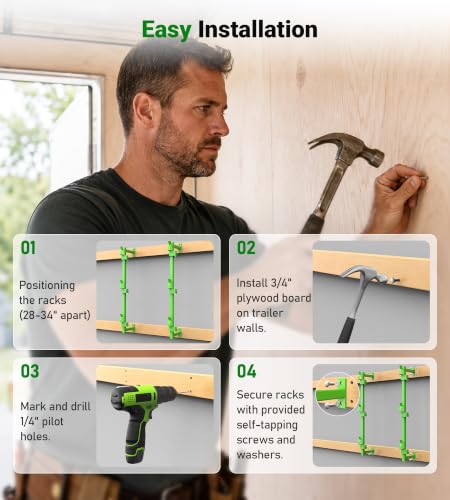 Weedeater Rack for Enclosed Trailer Weed Eater Trimmer Rack for Trailer Landscape Truck Holder Lawn Equipment Accessories Green - view 4