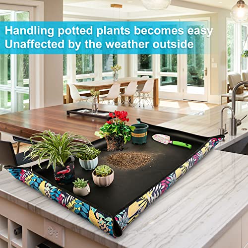 Extra Large Repotting Mat for Indoor Plant Transplanting and Mess Control 43.5"x 29.5" Thick Waterproof Potting Mat Succulent Gardening Mat Portable Foldable Potting Tray Unique Gifts for Plant Lovers - view 3