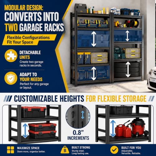 Garage Shelving,Heavy Duty Shelving with Double-Layer Columns 78H×36W×16D - view 5