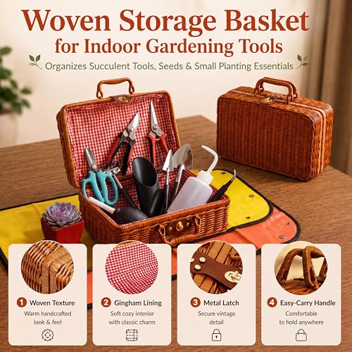 Succulent Tools w/Basket & Repotting Mat, Indoor Plant Care Gift for Women - view 4