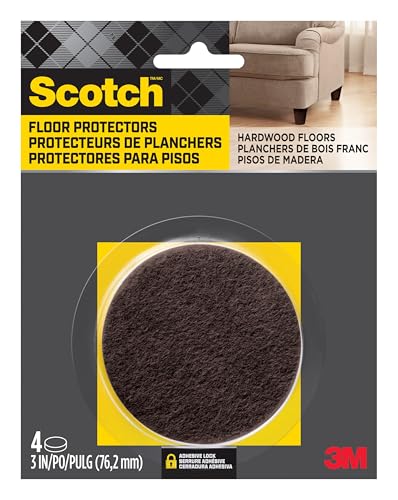 Felt Pads, 4 Pads, Circle, Brown, 3 in x 3 in