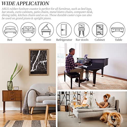 Furniture Coasters Caster Cups Furniture Leg Protectors 2.5 Inch 4pcs Brown Rubber Pads no Slip - for Hardwood Floors - view 5