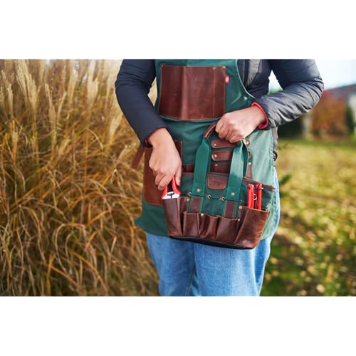 482 garden bag mini compact, waterproof canvas and leather, lightweight 400 g, multiple compartments, practical transport bag for tools, gloves, scissors and accessories - view 6
