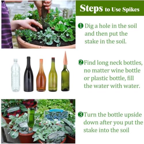 Plant Watering Devices 6 Pack Terracotta Vacation Plant Waterer Wine Bottle Watering Stakes Slow Release Plant Watering Spikes Self Watering Devices for Indoor Outdoor Plants - view 4