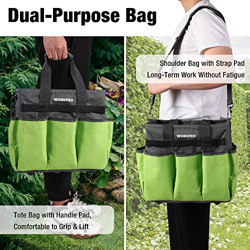 Garden Tool Bag, 10 Pockets and Shoulder Strap, Green - view 6