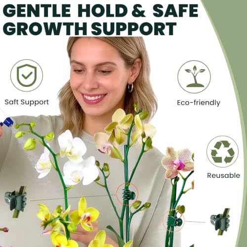 50Pcs Dark Green Large Orchid Plant Clips for Thick Stem Support - view 5