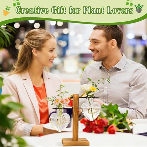 Plant Propagation Station Terrarium Wooden Stand 2 Love Bulb Vase - view 4