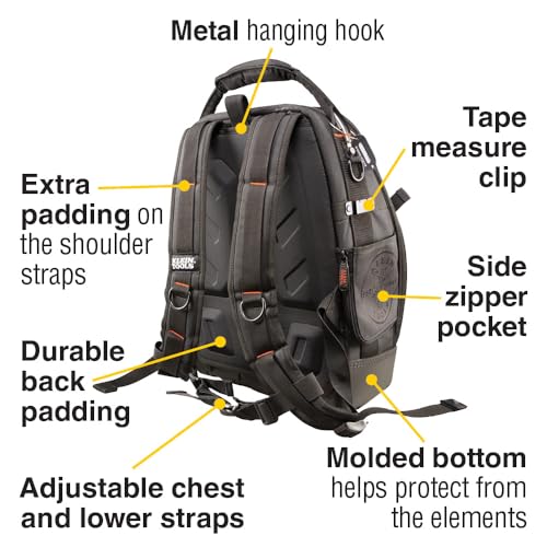 55485 Tool Bag Backpack, 48 Pockets, Black/Orange/Gray - view 4