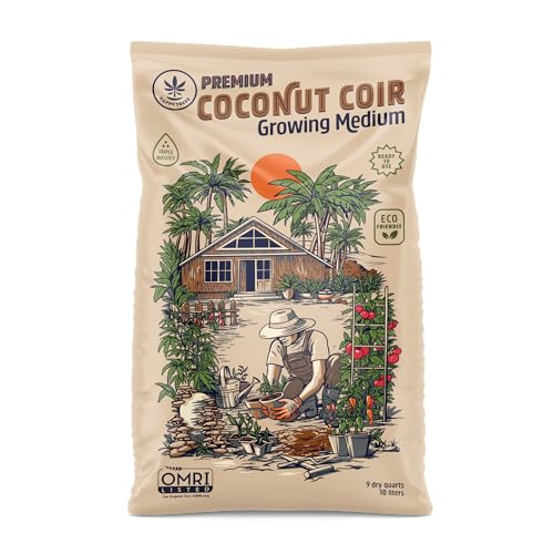 Happy Trees Coco Coir Loose Coconut Fiber Growing Medium, Organic, 9 Quarts