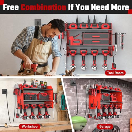 Power Tool Organizer Wall Mount 3 Layer Charging Station with 6 Outlets - view 6