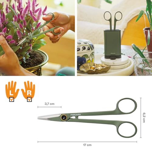 Urban Plant Care Care 1075317 3-Piece Plant/Flower Scissors with Holder, Small Plant Shears with Holder, Stainless Steel/Plastic, Dark Green/Black - view 3