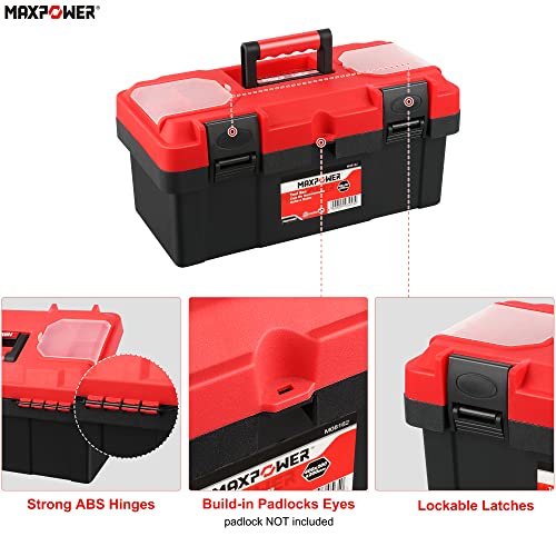Tool Box 16 inch, Plastic Small Tool Box with Latch Removable Tray - view 3