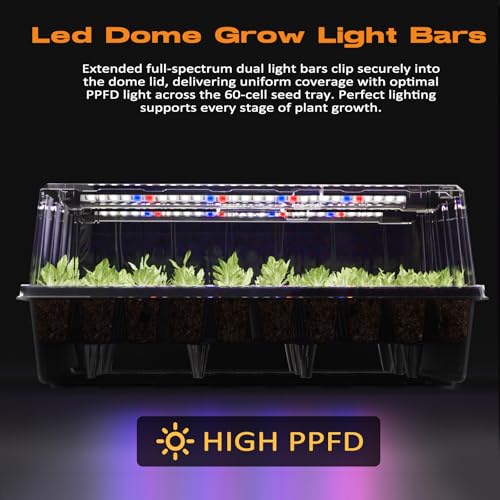 120-Cell Self-Watering Seed Starter Tray with Grow Light, Seed Starter Kit with 4.07” Humidity Dome, Indoor Seedling Starter Tray, Seed Starting Trays for Plant Germination, Seeds Growing - view 2