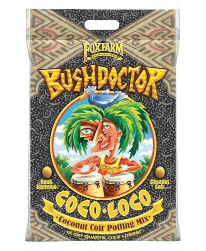 BushDoctor Coco Loco Soil Potting Mix, Triple-Washed for Reduced Salt, Retains Water, Includes Bat Guano & Earthworm Castings - Ideal for All Gardens 12 Quart
