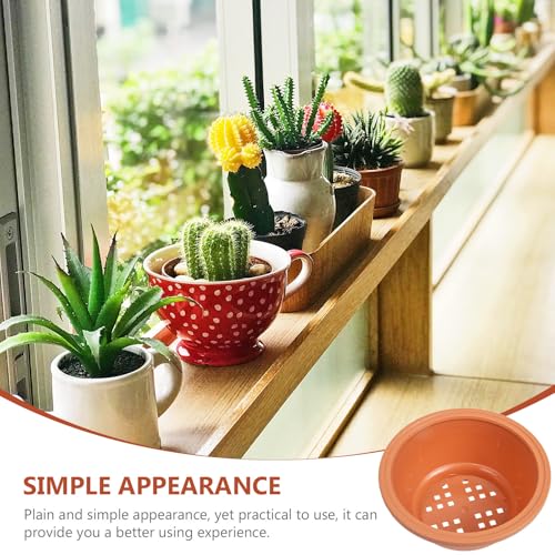 10pcs Succulent Plant Pot, Brown ABS Nursery Flowerpot - view 3