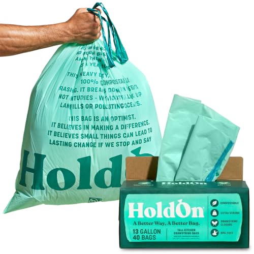 Compostable Tall Kitchen Drawstring Bags - 13 Gallon, 40 Count