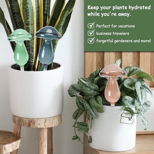 Mushroom Plant Watering Globes 3PCS Plant Watering Devices Glass - view 5