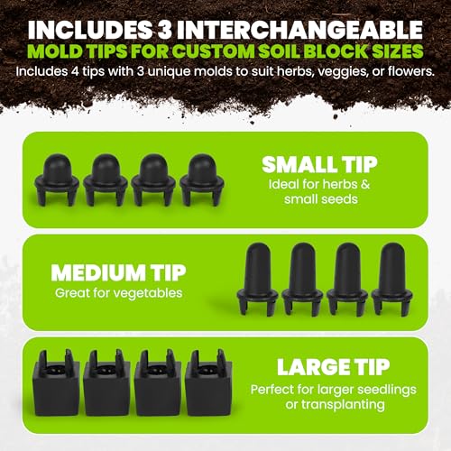 TILLERMAN Heavy Duty Soil Blocker Bundle – Rubber Sealed Handle, No Spring Slip Design, Large & Small 2-Inch Soil Block Makers with Seed Pins - Seed Starting Tool for Seedlings, Garden, Greenhouse - view 5