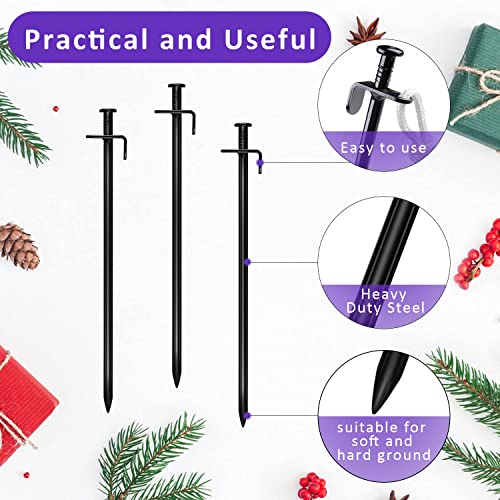 Heavy Duty Steel Tree Stake Kits,Tree Staking and Supports Kits for Young Trees Against Bad Weather, Include 3 PCS Tree Straps for Staking, 3 PCS 11.8 Inch Tree Stakes and 31.2 Feet Rope for Anchoring - view 5