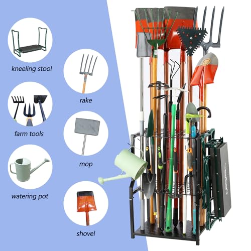 Garden Tool Organizer for Garage Corner,Free Standing Yard Tools Rack Heavy Duty,Garage Organization and Storage Stand for Broom,Mop,Rakes,Shovel Holder for Lawn/Shed/Outdoor. - view 3