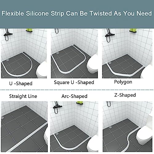 78 Inch Shower Dam Shower Threshold Collapsible Water Barrier Self-Adhesive Shower Water Stopper Splash Guard Keeping Dry and Wet Separation for Bathroom and Kitchen (White) - view 5