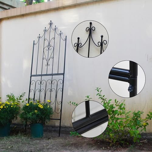 Garden Trellis for Climbing Plants 70.8" H x 25.6" W Metal Premium Quality Material Rust-Resistant Climbing Frame Stylish Garden Addition Outdoor Roses Vine Ivy Clematis Trellises Black - view 4