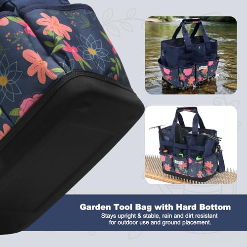 Hard Bottom Floral Garden Tool Tote Bag with Shoulder Strap - view 2