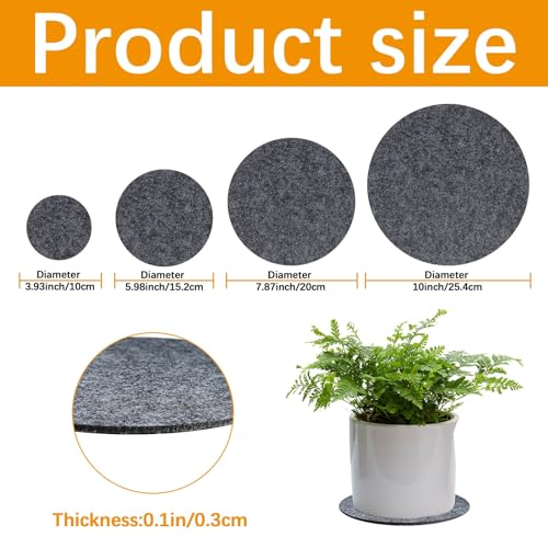 16 PCS Absorbent Waterproof Plant Coasters mat,4 Size 4/6/ 8/10 Inch Reversible Round Fabric Plant Coasters and Plant Saucers for Indoors,Plant mat for Indoor Plants - view 2