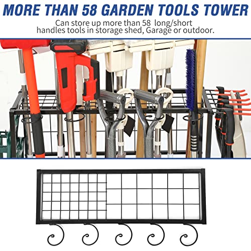 Garden Tool Organizer for Garage, Garden Tool Rack, Up to 58 Long Handled Tools, Yard Tool Holder for Garage, Shed, Outdoor, Tool Stand, Black (Garden Tool Rack) - view 2