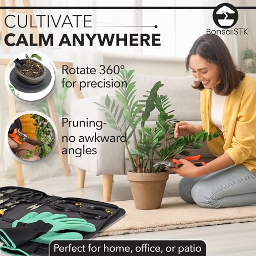Bonsai Toolkit - Mini Garden Tools, Bonsai Wire Kit, Repotting Mat for Indoor Plants, Bonsai Tools, Succulent Tools, Bonsai Tree Kit Tools for Beginners, Bonsai Turntable, Transplanting Tool - view 2