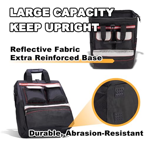 Backpack Tool Bag with Padded Back Support Heavy Duty Tool Kit Carrier Storage Bags for Electrician, Plumber, HVAC, Cable Repairman - view 2
