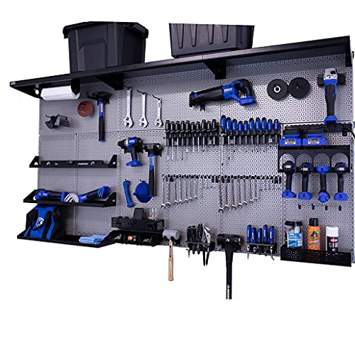 Weekend Warrior XL Metal Pegboard Wall Organization System (Silver/Black)