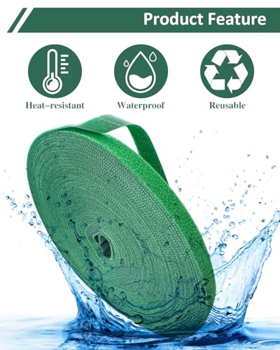 Plant Ties Garden Tape, Reusable Adjustable Plant Clips for Climbing Plants, Green Nylon Self Adhesive Plant Twist Tie Strap to Support Gardening Plants (65.6 FT) - view 3