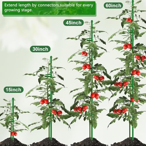 Plant Stakes 17 inch Support Stick Orchid Stakes with Clips 10Pcs Garden Plant Poles Extended to 3/4/5ft for Indoor Outdoor Potted Tomato Rose Amaryllis Vegetables Monstera -Green - view 3