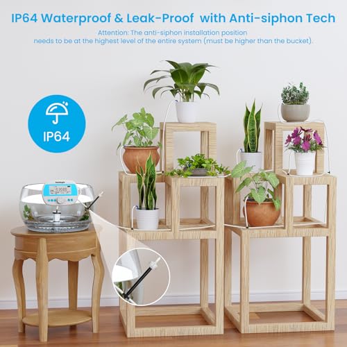 Automatic Plant Waterer for 15 Potted Plants, Self-Watering System with Humidity Monitor Display, Deep Root Irrigation, IP64 Programmable Timer, Ideal for Vacation, Travel and Indoor Garden - view 4