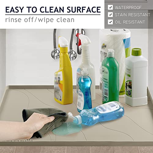 Heavy Duty Silicone Under Sink Mat for Kitchen&Bathroom 28" x 19", Waterproof Under Sink Rubber Mat Drip Tray, Raised Edge Under Sink Liner,Prevent Drips, Leaks, Spills,Brown - view 5