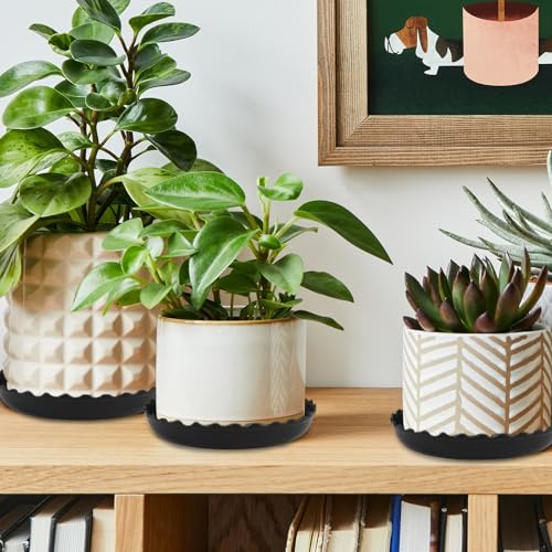 12 Packs Wave Plant Saucer - Plastic Flower Pot Drip Trays/Durable Heavy Duty Black Plant Tray for Indoor and Out Door Plant(6/8/10 inch) - view 5