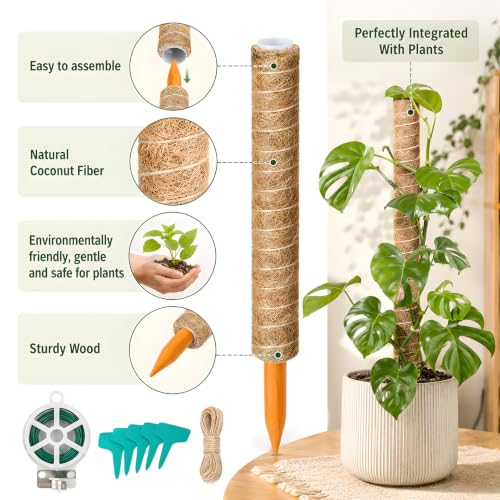 4 Pcs 15in Stackable Support，Moss Poles for Climbing Plants - view 3