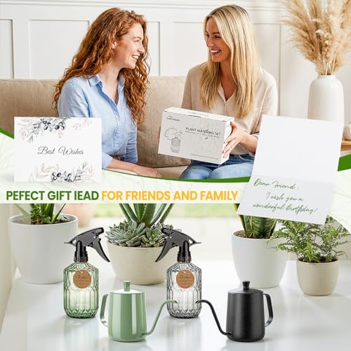Watering Can for Indoor Plants, 20 oz Metal Small Plant Watering Can with Long Spout for House Plants, 13.5 oz Glass Plant Mister Spray Bottle for Bonsai Garden Flowers Decorative (Green) - view 5