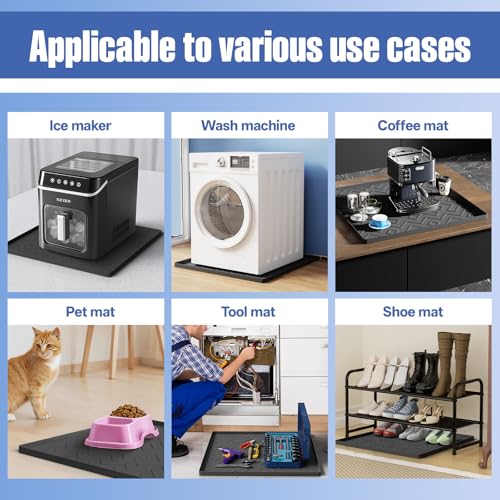 Water Cooler Mat – 19.7" x 19.7" Silicone Water Dispenser Mat for Floor & Countertop, Spill-Proof & Waterproof Tray for Coffee Maker, Kitchen, Pets, Office Use (Black, 19.7' * 19.7') - view 5