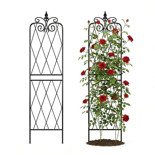 2 Pack 71" H x15 W Trellis,Black Garden Trellis for Climbing Plants Outdoor Metal Frame Sturdy Trellis for Rose