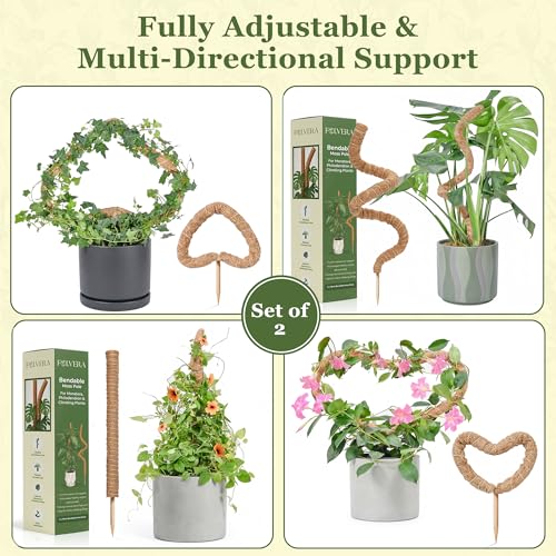 Bendable Moss Pole for Monstera – 2 Pack, 28 Inch Coco Coir Plant Support for Climbing Plants, Philodendron & Pothos, Flexible Aluminum Core for Indoor Plants with Plant Ties - view 6