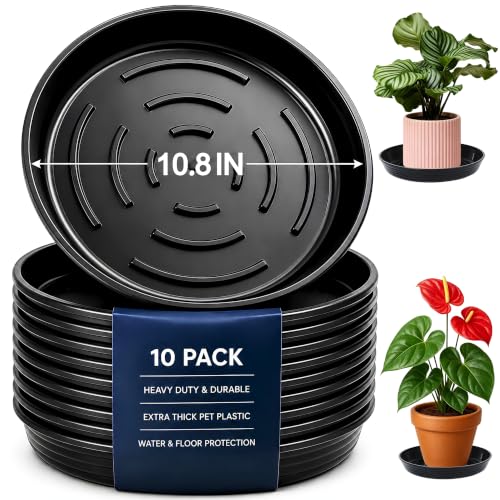 10 Pack Plant Trays 9 inch Heavy Duty Plant Saucers for Indoor Outdoor Use