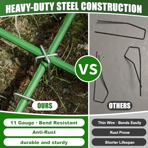 50 Pack 8 Inch Landscape Staples 11 Gauge Heavy Duty Galvanized Garden Stakes, Sod Pins for Securing Weed Barrier Fabric, Artificial Turf, Drip Irrigation, Lawn Edging & Outdoor Ground Cover - view 4