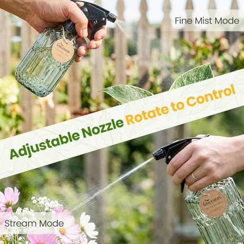 Watering Can for Indoor Plants, 20 oz Metal Small Plant Watering Can with Long Spout for House Plants, 13.5 oz Glass Plant Mister Spray Bottle for Bonsai Garden Flowers Decorative (Green) - view 4