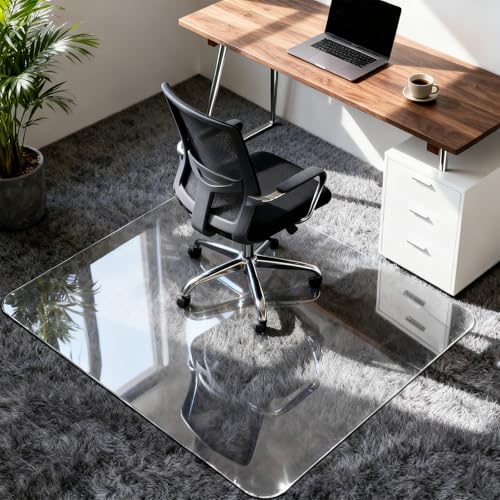 Glass Chair Mat for Carpet, 32"x48" Tempered Glass Office Chair Mat - view 5