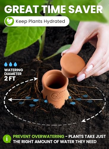 4 Pc Ollas Terracotta Watering Pots Large - 14 Oz Terracotta Self Watering Globes for 1-Week Easy to Refill - Clay Garden Olla Pots Plant Waterers While On Vacation Outdoor & Indoor [14 oz Classic] - view 4
