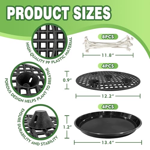 Plant Saucer 14 Inch 4 Pack Open Grid Drip Tray for Indoor Outdoor Pots - view 2