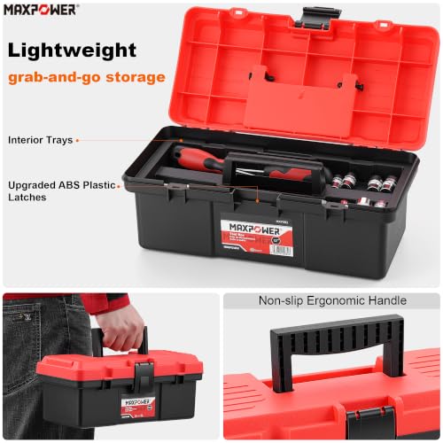 12-inch Small Plastic Tool Box, Lockable, Removable Tray - view 4
